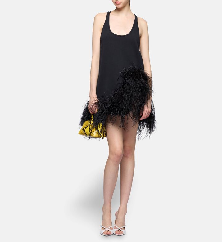 The Attico Feather Hem Sleeveless Mini Dress, Model View