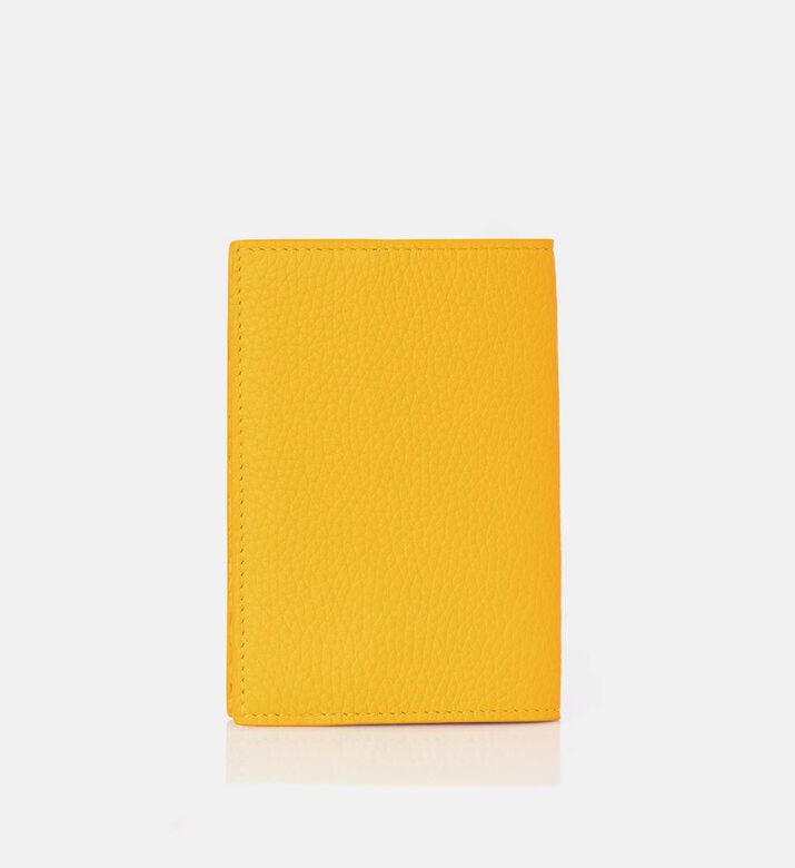 Camille Fournet Pebbled Leather Passport Holder, Yellow, Packshot View