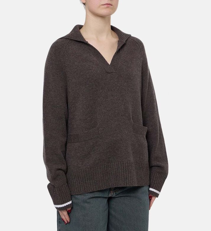 Beatrice B Knit Long-sleeve Polo Shirt, Model View