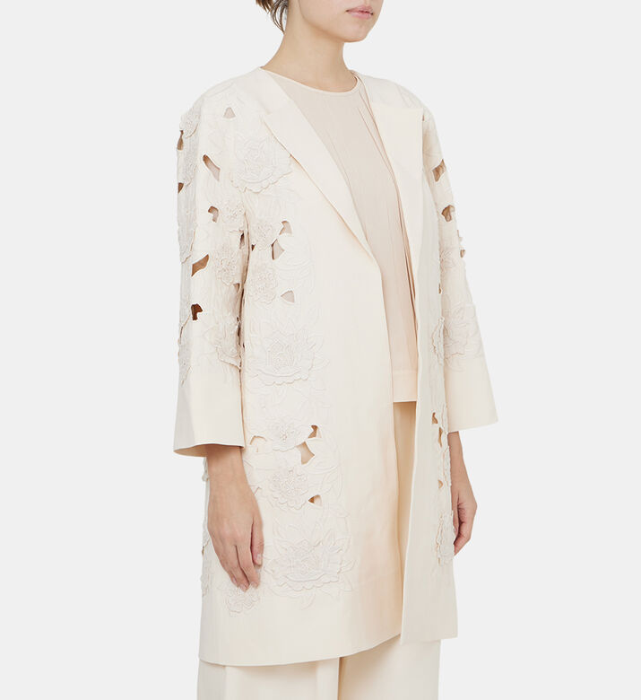 Cut-out Detail Floral Coat