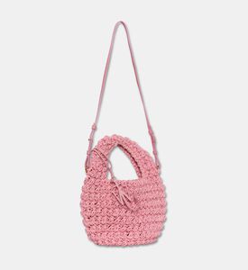 JW Anderson Popcorn Basket Knitted Cotton Bag, Pink, Packshot View