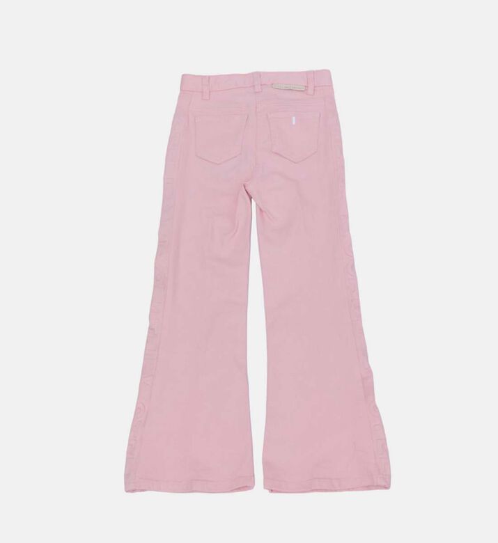Cotton Embossed Logo Flared Trouser