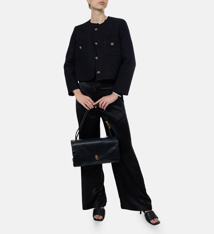 Ba and Sh Gold-tone Buttons Front Patch Pockets Cardigan, Model View