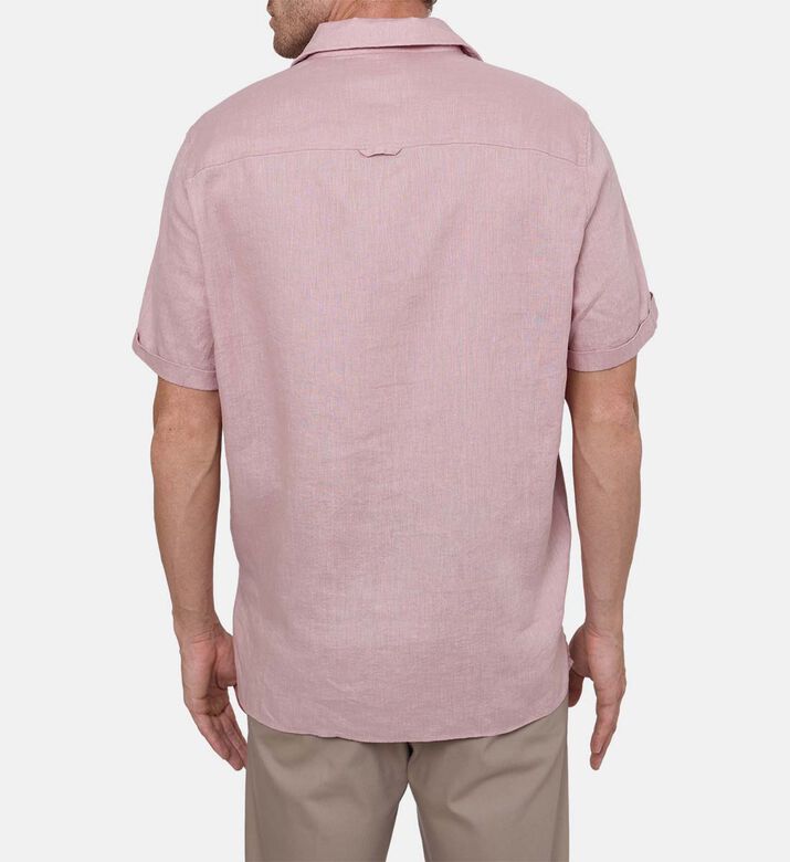 قميص قصير الأكمام كتان وقطن