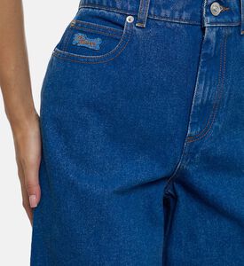 Button Closure Wide-leg Denim Pant