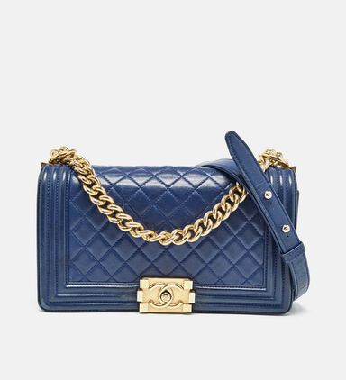 Chanel Quilted Leather Medium Boy Flap Bag Preowned