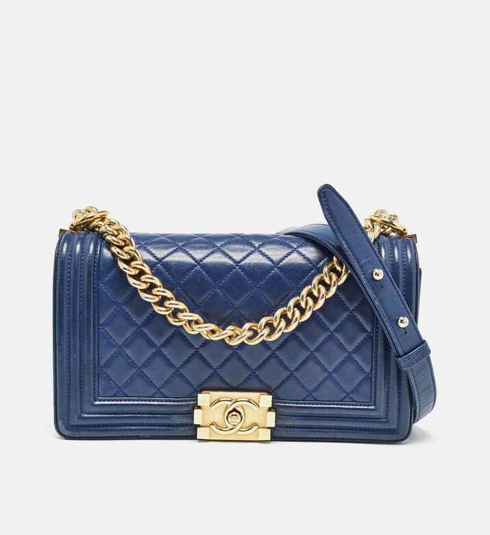 Chanel Quilted Leather Medium Boy Flap Bag Preowned