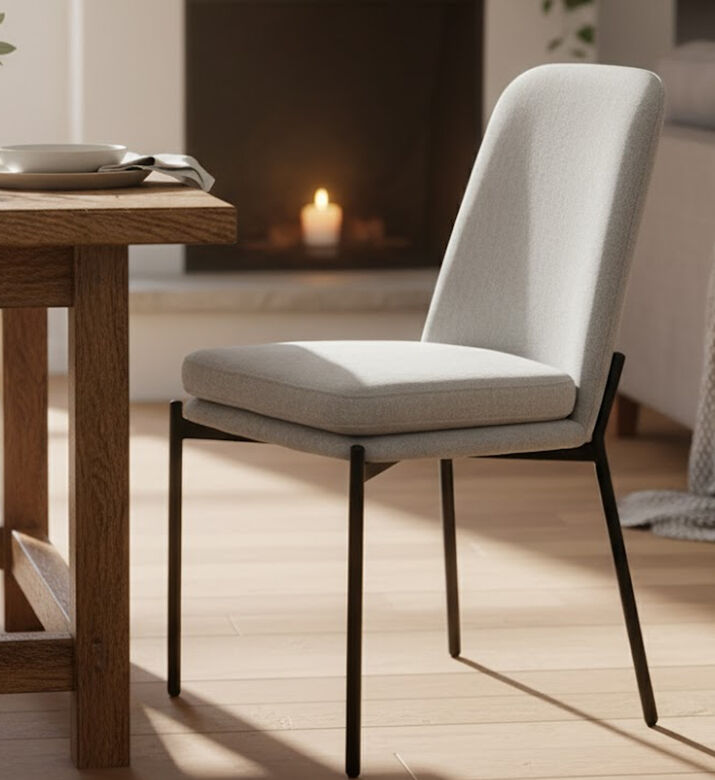 Home Deco and More Sky Plywood Steel Dining Chair, Grey, Packshot View