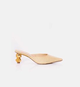 حذاء مفتوح من الخلف منسوج بكعب منحوت