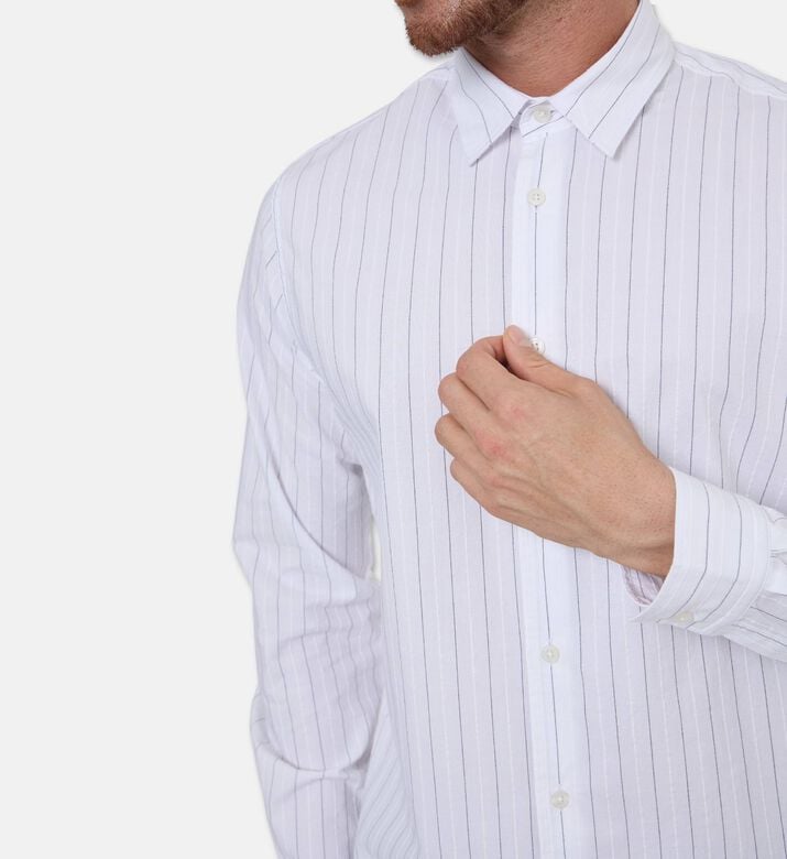 Samsoe Saryan X Stripe-print Button Closure Shirt, Model View