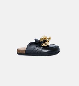 حذاء مفتوح من الخلف جلد بسلسلة