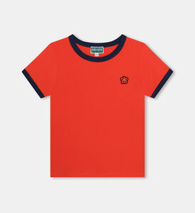 تيشيرت بأضلاع متباينة بأكمام قصيرة