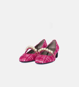 حذاء بكعب سميك تويد ملون