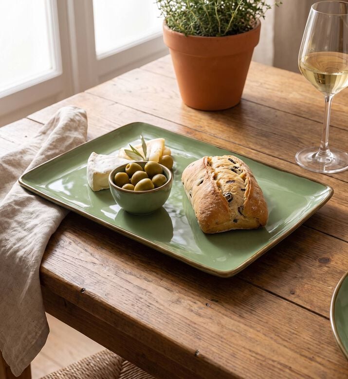 Thun Concerto Verde Olivia Tray, Green, 36x26,5-cm, Model View