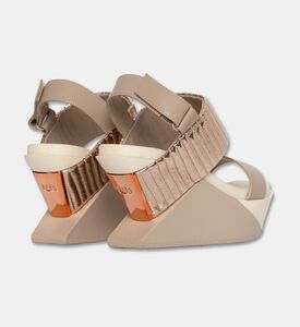 UN United Nude Sheep Cow Leather High Wedge Heel Sandals, Beige, Eu-36, Packshot View
