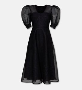 Poca and Poca Mesh Puff Sleeves Midi Dress, Packshot View