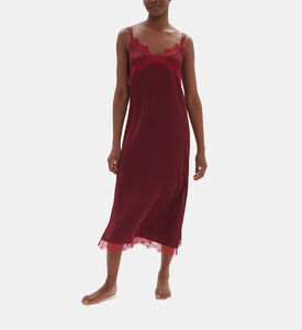 Satin Lace-trim Long Night Dress