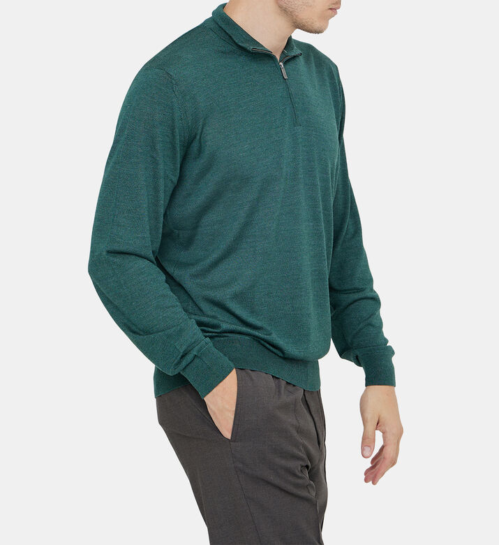 قميص محبوك من مزيج الصوف بنصف سحاب