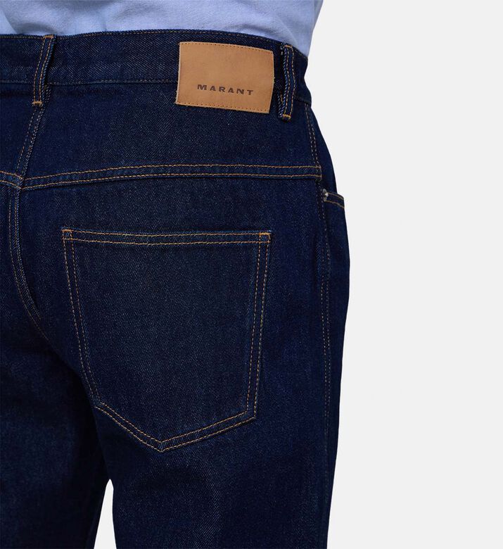 Washed-finish Wide-leg Denim Pants