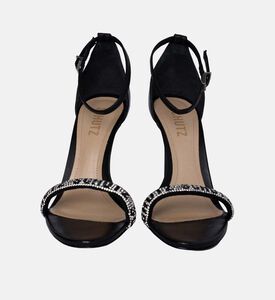 كعب جلدي بحزام كريستالي