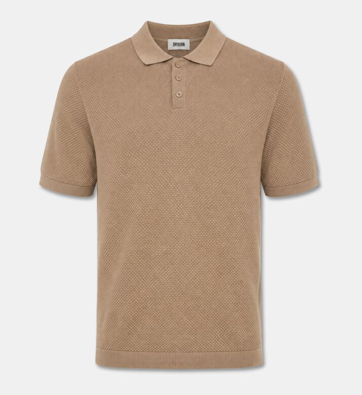 Drykorn Triton Cotton Knitted Polo, Brown, Xxl, Packshot View