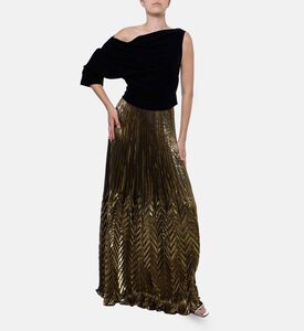 Blue For Burgundy Draped One-shoulder Top, Model View