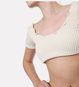 Palmacea Gaia Ribbed Knit Cropped Top, Model View