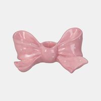 Candle Stick Bow Stoneware Pink