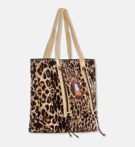 Agua Bendita Vintage Patch Leopard-print Tote Bag, Packshot View