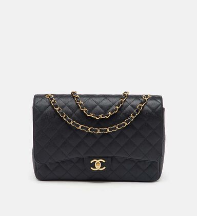 Chanel Quilted Caviar Leather Maxi Double Flap Bag Preowned