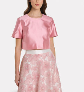 Savanna Elegant Mikado Cropped Top, Pink, L, Model View