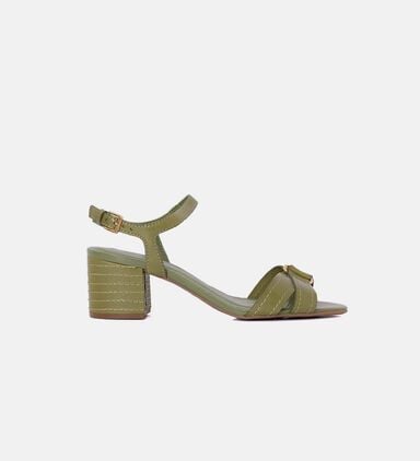 Leather Mid-heel Sandals