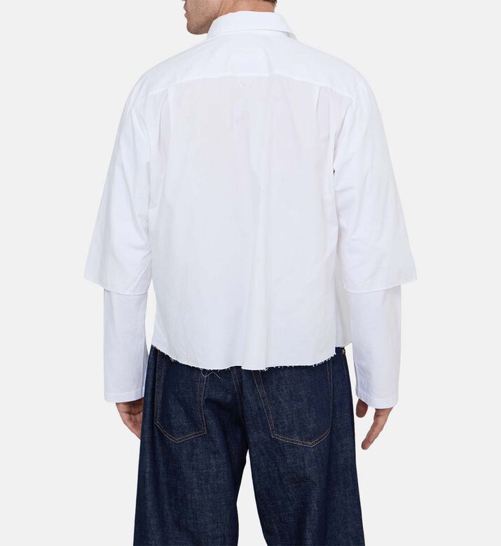 قميص قطن بأكمام طويلة وشعار على الكم