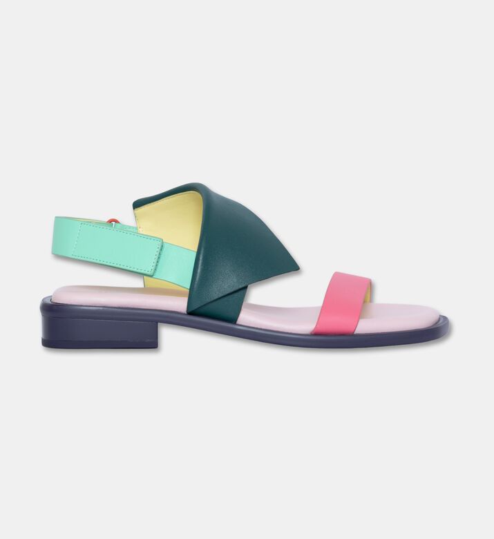 UN United Nude Cow Leather Asymmetrical Straps Sandals, Green, Eu-36, Packshot View