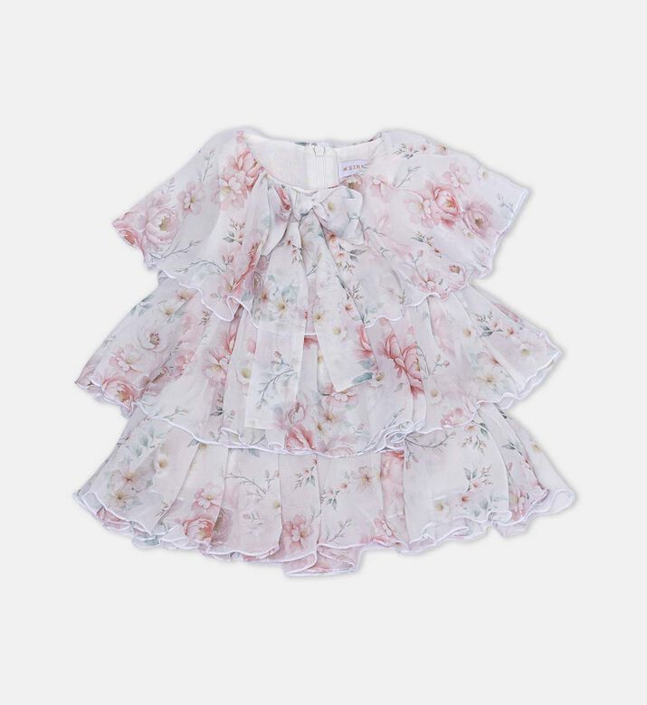 Chiffon Floral-print Bow-detail Dress Knickers Set