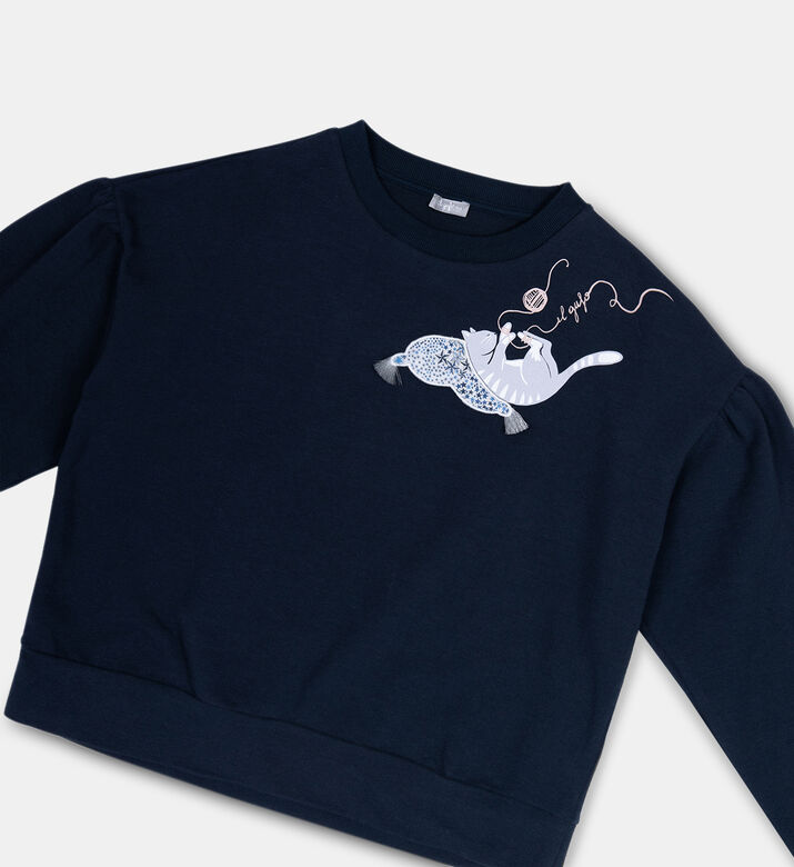 Cotton Cat-print Sweatshirt