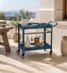 Home Deco and More Zuing Side Handle Outdoor Trolley, Navy, Packshot View