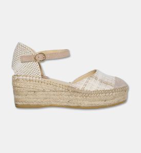 Salvi Checked Woven Ankle-strap Wedge, Packshot View