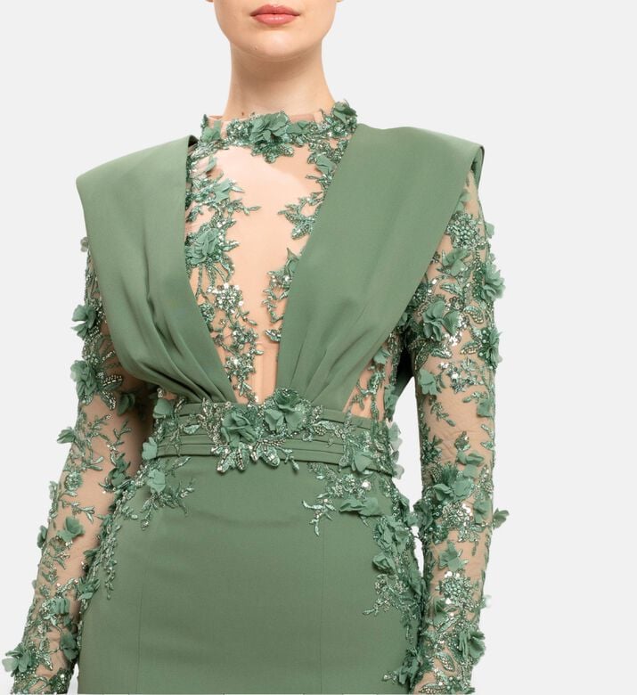 Michael Cinco Draped Long Dress, Model View