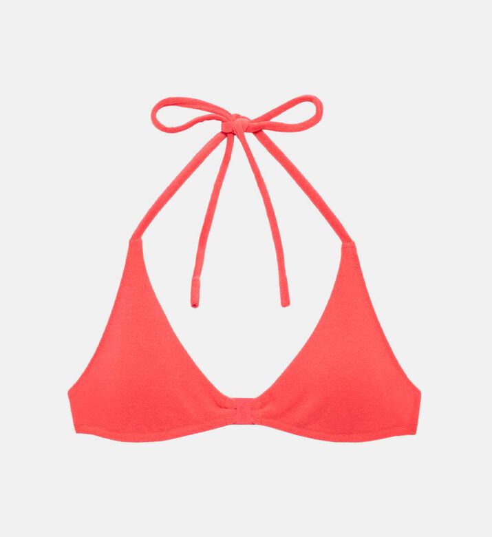 بلوزة بيكيني بشعار بقماش تيري بياقة ملتفة حول الرقبة