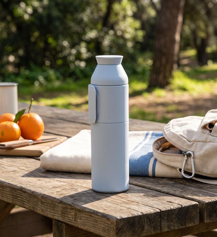 Closca Silicone Portable Water Bottle, Blue, 600-ml, Model View