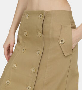Yoked Buttoned Midi Skirt