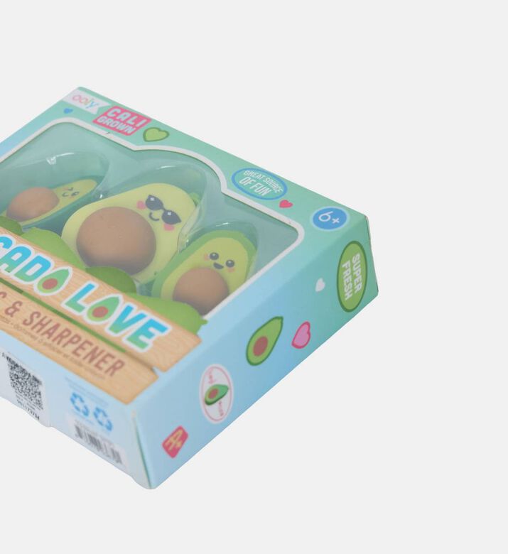 Avocado Love 3-piece Eraser Sharpener Set Avocado Love 3-piece Eraser Sharpener Set