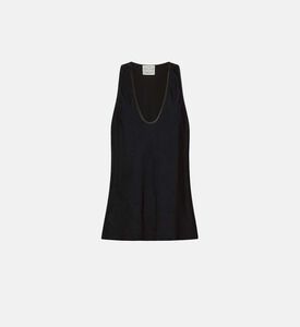 بلوزة بدون أكمام محبوكة