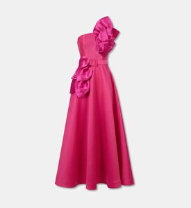 Savanna Feuille Appliqu&eacute; One-shoulder Maxi Dress, Pink, S, Packshot View