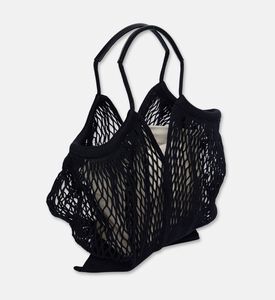 Hereu Leather-details Filt Net Tote Bag, Black, Packshot View