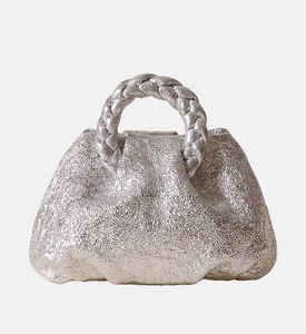 حقيبة يد بومبون جلد معدني مجعد