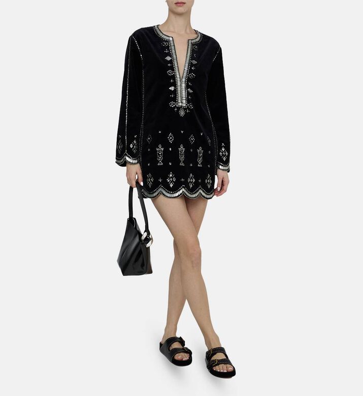 Helene Velvet Embroidered Short Dress Helene Velvet Embroidered Short Dress