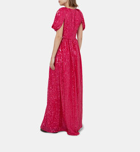 Drape Shoulder-detail Sequin Gown