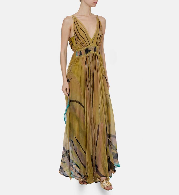 Abstract-print Sleeveless V-neck Maxi Dress